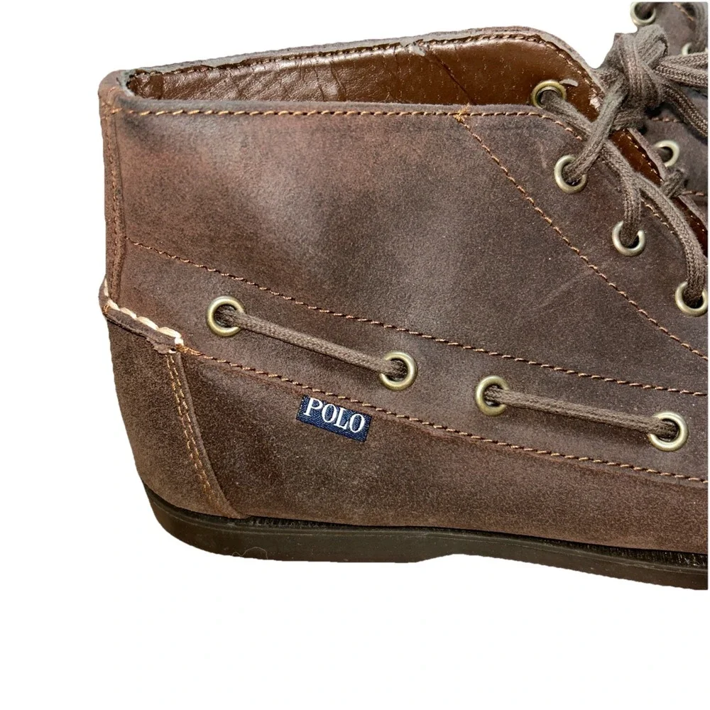 POLO RALPH LAUREN Barx Chukka Chocolate Leather Ankle Boots 11571 Men‎ Sz 9.5D